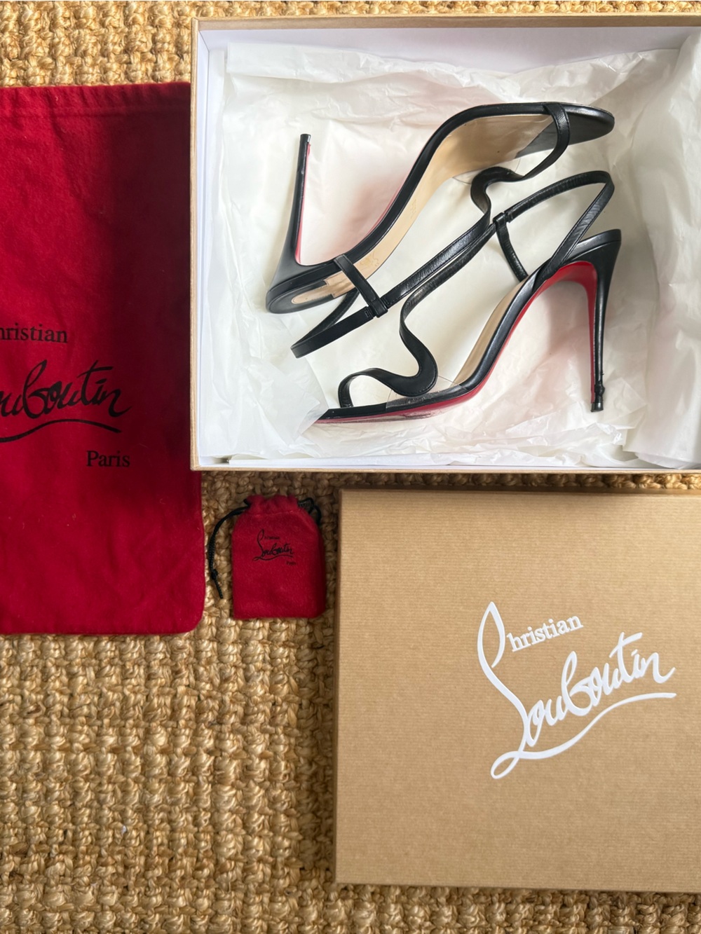 Christian Louboutin Rosalie W38.5 Black Leather 100mm